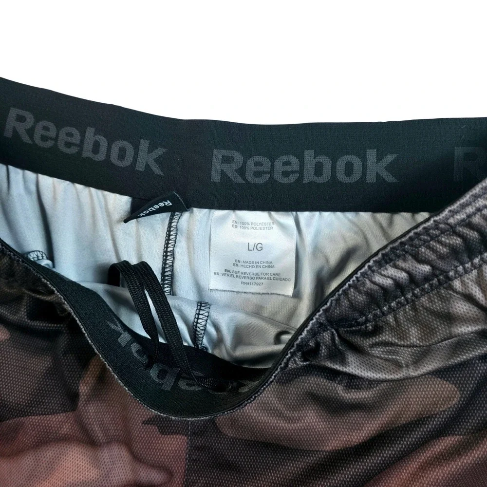 Reebok Boys Camo Mesh Athletic‎ Shorts Pockets Brown Black Grey Size Large L/G